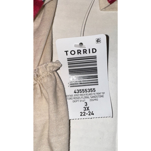 Torrid Womens 3X Top Heritage Jersey Tie-Front Babydoll Floral Casual Bohemian - Picture 5 of 10